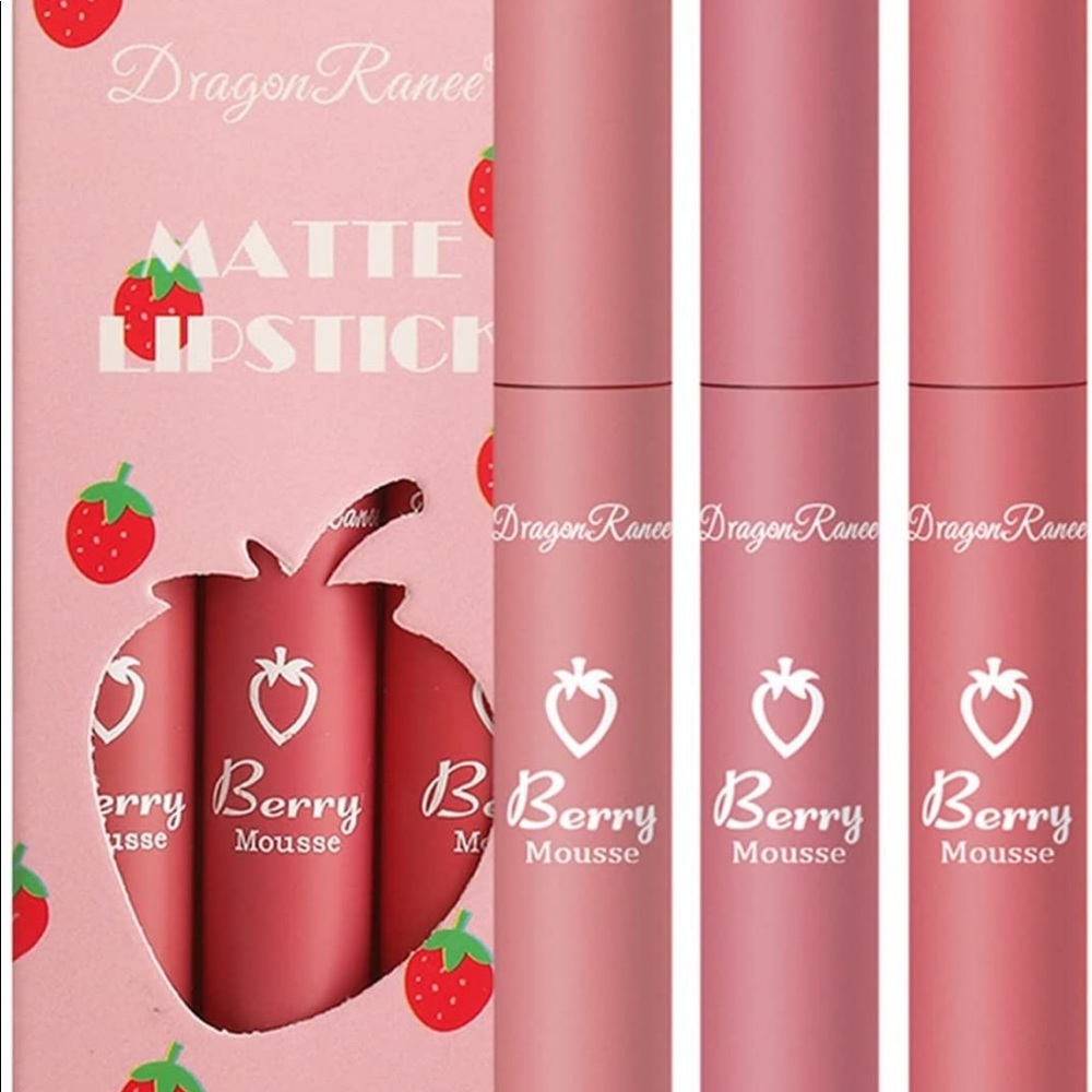 Pink blush matte lipstick stain set